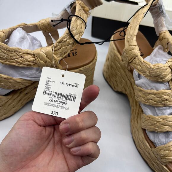 a.n.a Womens Merlin Wedge Sandals Brown Natural Size 7.5M - Picture 6 of 15